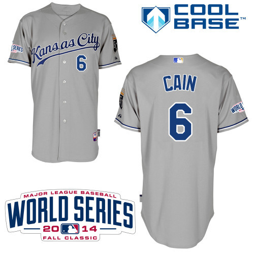 Kansas City Royals #6 Cain 2014 World Series Patch Gray Jerseys,We sell and wholesale Kansas City Royals #6 Cain 2014 World Series Patch Gray Jerseys on line form chian!