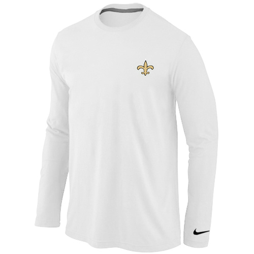 Men Nike New Orleans Saints Logo Long Sleeve T-Shirt White,We sell and wholesale Men Nike New Orleans Saints Logo Long Sleeve T-Shirt White on line form chian!