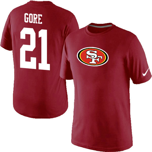 Men Nike San Francisco 49ers 21 Frank Gore Name x26 Number T-Shirt Red,We sell and wholesale Men Nike San Francisco 49ers 21 Frank Gore Name x26 Number T-Shirt Red on line form chian!