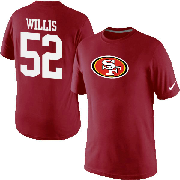 Men Nike San Francisco 49ers 52 Patrick Willis Name x26 Number T-Shirt Red,We sell and wholesale Men Nike San Francisco 49ers 52 Patrick Willis Name x26 Number T-Shirt Red on line form chian!