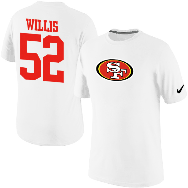 Men Nike San Francisco 49ers 52 Patrick Willis Name x26 Number T-Shirt White,We sell and wholesale Men Nike San Francisco 49ers 52 Patrick Willis Name x26 Number T-Shirt White on line form chian!
