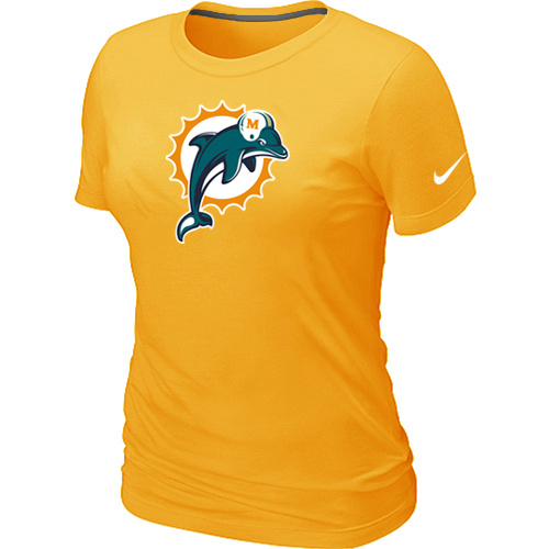 Miami Dolphins Yellow Women's Logo T-Shirt,We sell and wholesale Miami Dolphins Yellow Women's Logo T-Shirt on line form chian!