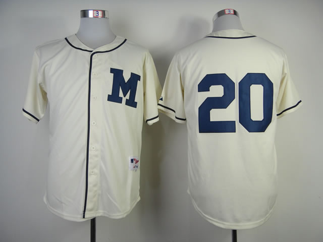 Milwaukee Brewers #20 Jonathan Lucroy Cream 1913 Throwback Jerseys,We sell and wholesale Milwaukee Brewers #20 Jonathan Lucroy Cream 1913 Throwback Jerseys on line form chian!