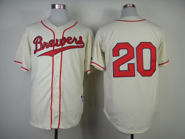 Milwaukee Brewers #20 Jonathan Lucroy Cream 1948 Throwback Jerseys,We sell and wholesale Milwaukee Brewers #20 Jonathan Lucroy Cream 1948 Throwback Jerseys on line form chian!
