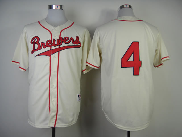 Milwaukee Brewers #4 Paul Molitor Cream 1948 Throwback Jerseys,We sell and wholesale Milwaukee Brewers #4 Paul Molitor Cream 1948 Throwback Jerseys on line form chian!