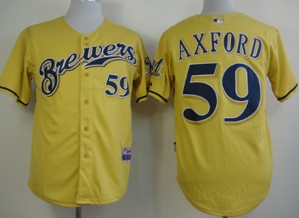 Milwaukee Brewers #59 John Axford Yellow Jerseys,We sell and wholesale Milwaukee Brewers #59 John Axford Yellow Jerseys on line form chian!