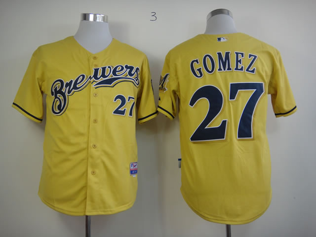 Milwaukee Brewers 2013 Authentic #27 Gomez Alternate Yellow Cool Base Jerseys,We sell and wholesale Milwaukee Brewers 2013 Authentic #27 Gomez Alternate Yellow Cool Base Jerseys on line form chian!