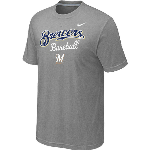 Milwaukee Brewers 2014 Home Practice T-Shirt - Light Grey,We sell and wholesale Milwaukee Brewers 2014 Home Practice T-Shirt - Light Grey on line form chian!