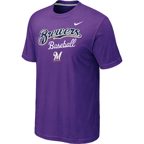 Milwaukee Brewers 2014 Home Practice T-Shirt - Purple,We sell and wholesale Milwaukee Brewers 2014 Home Practice T-Shirt - Purple on line form chian!