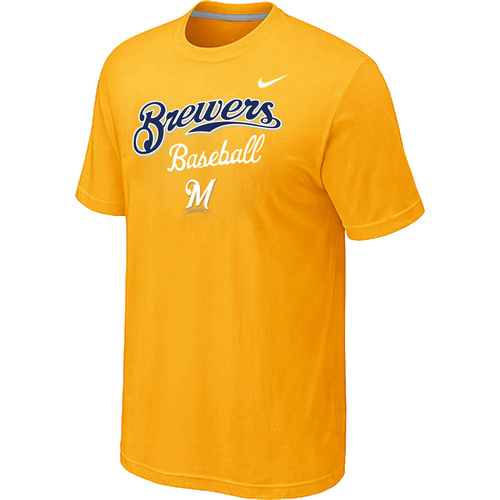 Milwaukee Brewers 2014 Home Practice T-Shirt - Yellow,We sell and wholesale Milwaukee Brewers 2014 Home Practice T-Shirt - Yellow on line form chian!