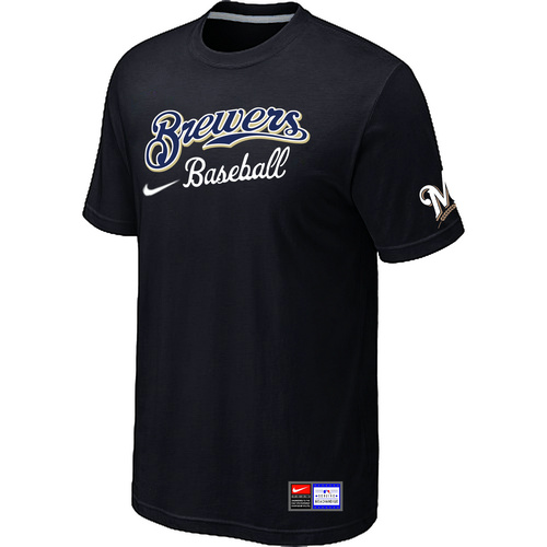 Milwaukee Brewers Black Nike Short Sleeve Practice T-Shirt,We sell and wholesale Milwaukee Brewers Black Nike Short Sleeve Practice T-Shirt on line form chian!