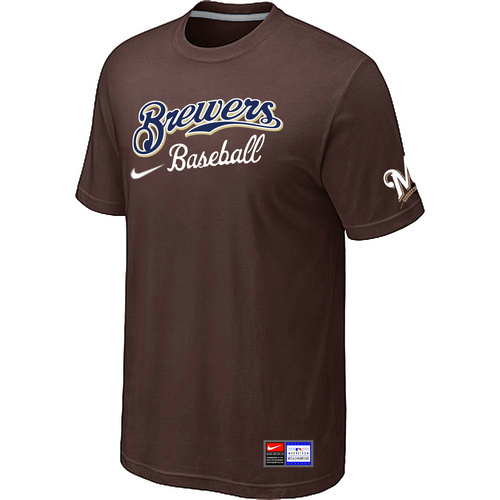 Milwaukee Brewers Brown Nike Short Sleeve Practice T-Shirt,We sell and wholesale Milwaukee Brewers Brown Nike Short Sleeve Practice T-Shirt on line form chian!