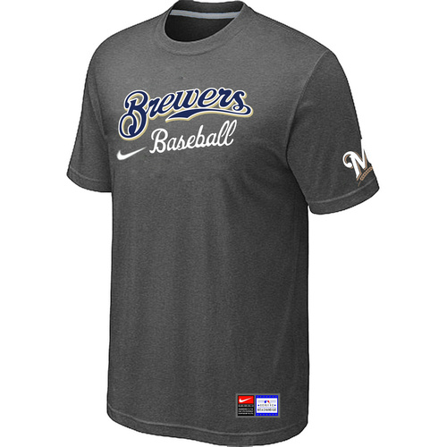Milwaukee Brewers D.Grey Nike Short Sleeve Practice T-Shirt,We sell and wholesale Milwaukee Brewers D.Grey Nike Short Sleeve Practice T-Shirt on line form chian!