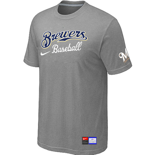 Milwaukee Brewers L.Grey Nike Short Sleeve Practice T-Shirt,We sell and wholesale Milwaukee Brewers L.Grey Nike Short Sleeve Practice T-Shirt on line form chian!