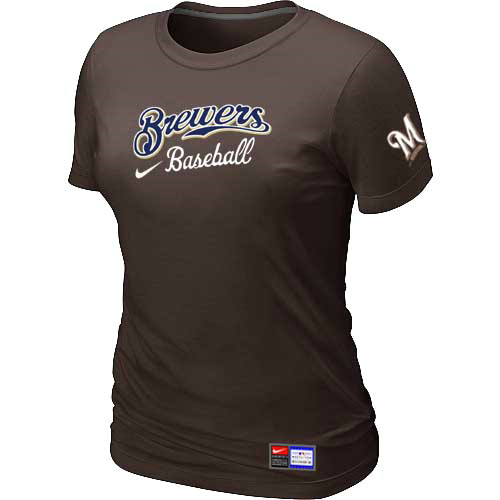 Milwaukee Brewers Nike Women's Brown Short Sleeve Practice T-Shirt,We sell and wholesale Milwaukee Brewers Nike Women's Brown Short Sleeve Practice T-Shirt on line form chian!