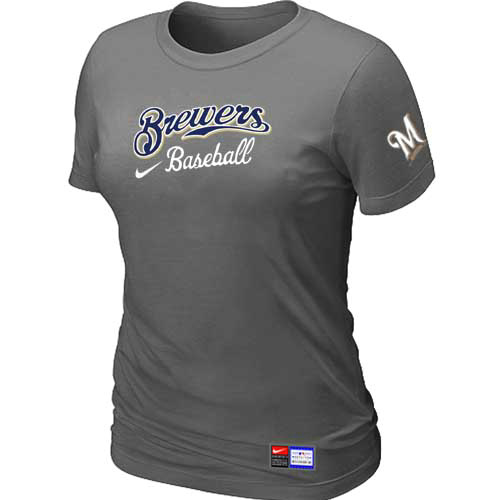Milwaukee Brewers Nike Women's D.Grey Short Sleeve Practice T-Shirt,We sell and wholesale Milwaukee Brewers Nike Women's D.Grey Short Sleeve Practice T-Shirt on line form chian!