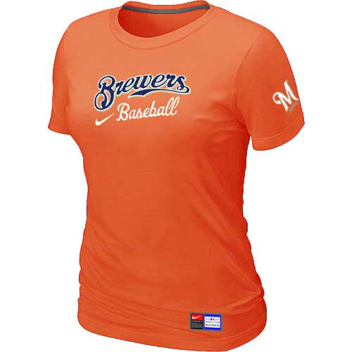 Milwaukee Brewers Nike Women's Orange Short Sleeve Practice T-Shirt,We sell and wholesale Milwaukee Brewers Nike Women's Orange Short Sleeve Practice T-Shirt on line form chian!