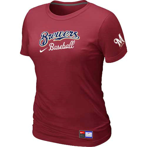 Milwaukee Brewers Nike Women's Red Short Sleeve Practice T-Shirt,We sell and wholesale Milwaukee Brewers Nike Women's Red Short Sleeve Practice T-Shirt on line form chian!