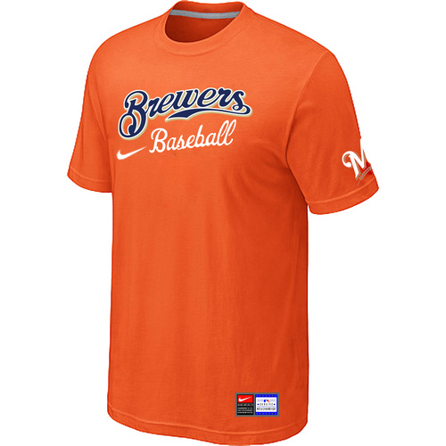 Milwaukee Brewers Orange Nike Short Sleeve Practice T-Shirt,We sell and wholesale Milwaukee Brewers Orange Nike Short Sleeve Practice T-Shirt on line form chian!