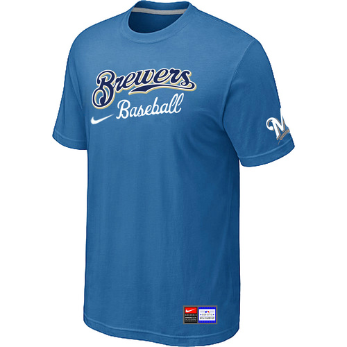 Milwaukee Brewers light Blue Nike Short Sleeve Practice T-Shirt,We sell and wholesale Milwaukee Brewers light Blue Nike Short Sleeve Practice T-Shirt on line form chian!
