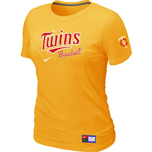 Minnesota Twins Nike Women's Yellow Short Sleeve Practice T-Shirt,We sell and wholesale Minnesota Twins Nike Women's Yellow Short Sleeve Practice T-Shirt on line form chian!