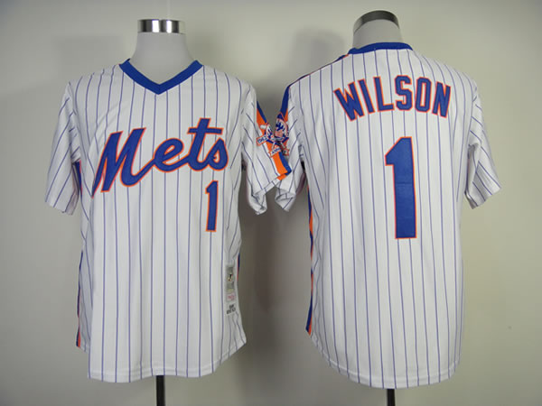 New York Mets #1 Wilson White With Blue Strip 1986 Throwback Jerseys,We sell and wholesale New York Mets #1 Wilson White With Blue Strip 1986 Throwback Jerseys on line form chian!