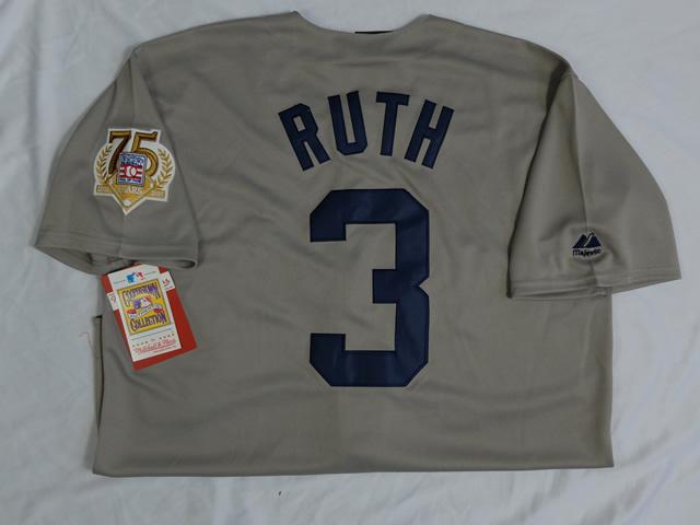 New York Yankees #3 Babe Ruth Hall Of Fame 75TH Patch Gray Jersey,We sell and wholesale New York Yankees #3 Babe Ruth Hall Of Fame 75TH Patch Gray Jersey on line form chian!