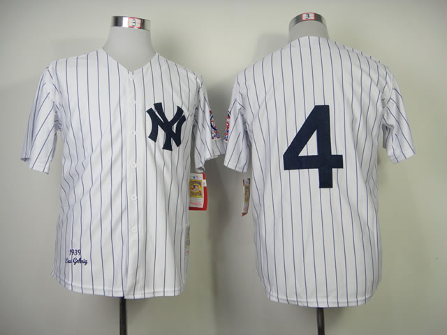 New York Yankees #4 Lou Gehrig White Pinstripe 1939 Throwback Jerseys,We sell and wholesale New York Yankees #4 Lou Gehrig White Pinstripe 1939 Throwback Jerseys on line form chian!