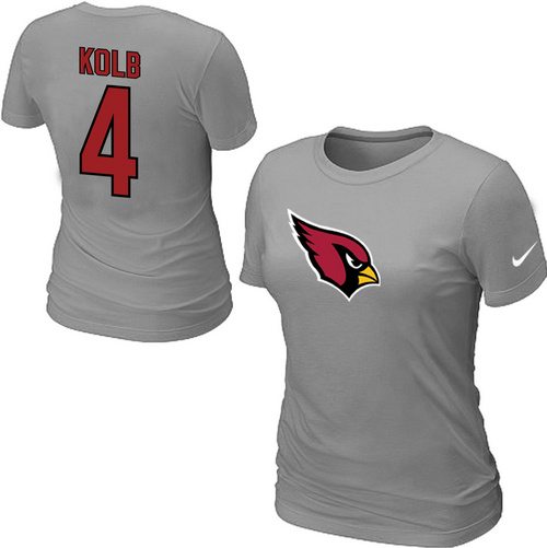 Nike Arizona Cardinals 4 Kolb Name & Number Women's T-Shirt Grey,We sell and wholesale Nike Arizona Cardinals 4 Kolb Name & Number Women's T-Shirt Grey on line form chian!