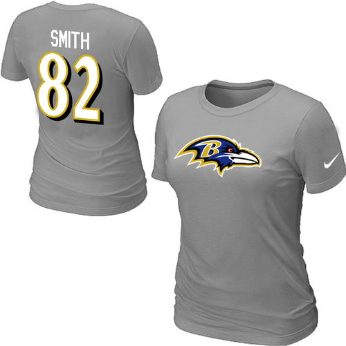 Nike Baltimore Ravens 82 Smith Name & Number Women's T-Shirt L.Grey,We sell and wholesale Nike Baltimore Ravens 82 Smith Name & Number Women's T-Shirt L.Grey on line form chian!