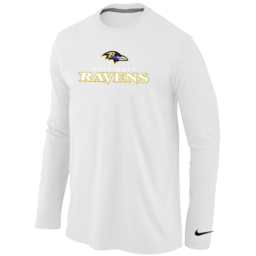Nike Baltimore Ravens Authentic Logo Long Sleeve T-Shirt White,We sell and wholesale Nike Baltimore Ravens Authentic Logo Long Sleeve T-Shirt White on line form chian!