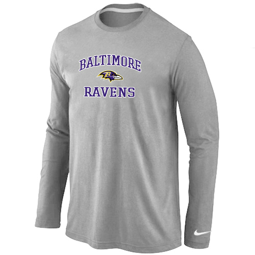 Nike Baltimore Ravens Heart & Soul Long Sleeve T-Shirt Gray,We sell and wholesale Nike Baltimore Ravens Heart & Soul Long Sleeve T-Shirt Gray on line form chian!