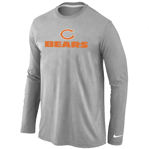 Nike Chicago Bears Authentic Logo Long Sleeve T-Shirt Gray,We sell and wholesale Nike Chicago Bears Authentic Logo Long Sleeve T-Shirt Gray on line form chian!