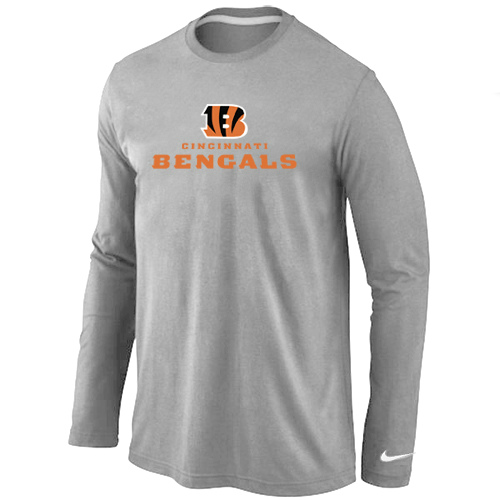Nike Cincinnati Bengals Authentic Logo Long Sleeve T-Shirt Gray,We sell and wholesale Nike Cincinnati Bengals Authentic Logo Long Sleeve T-Shirt Gray on line form chian!