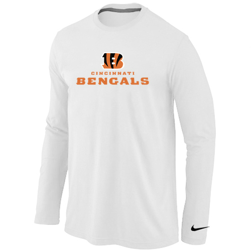 Nike Cincinnati Bengals Authentic Logo Long Sleeve T-Shirt White,We sell and wholesale Nike Cincinnati Bengals Authentic Logo Long Sleeve T-Shirt White on line form chian!