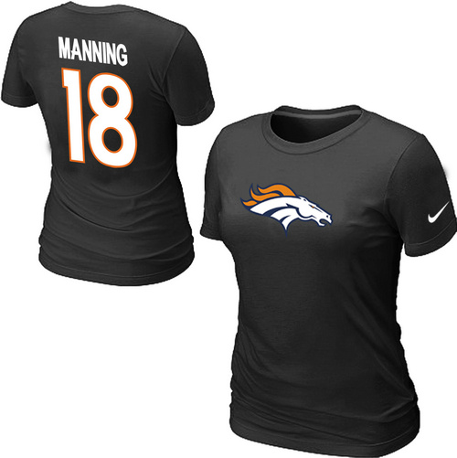 Nike Denver Broncos Peyton 18 Manning Name & Number Women's T-Shirt Black,We sell and wholesale Nike Denver Broncos Peyton 18 Manning Name & Number Women's T-Shirt Black on line form chian!