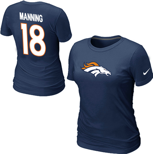 Nike Denver Broncos Peyton 18 Manning Name & Number Women's T-Shirt Blue,We sell and wholesale Nike Denver Broncos Peyton 18 Manning Name & Number Women's T-Shirt Blue on line form chian!
