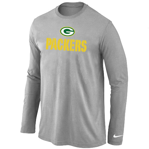 Nike Green Bay Packers Authentic Logo Long Sleeve T-Shirt Light grey,We sell and wholesale Nike Green Bay Packers Authentic Logo Long Sleeve T-Shirt Light grey on line form chian!