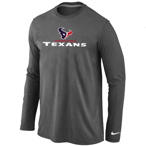Nike Houston Texans Authentic Logo Long Sleeve T-Shirt D.Gray,We sell and wholesale Nike Houston Texans Authentic Logo Long Sleeve T-Shirt D.Gray on line form chian!
