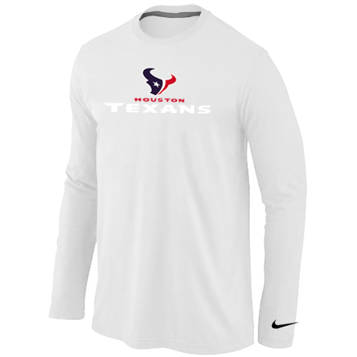 Nike Houston Texans Authentic Logo Long Sleeve T-Shirt White,We sell and wholesale Nike Houston Texans Authentic Logo Long Sleeve T-Shirt White on line form chian!