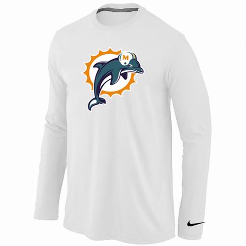 Nike Miami Dolphins Logo Long Sleeve T-Shirt White,We sell and wholesale Nike Miami Dolphins Logo Long Sleeve T-Shirt White on line form chian!