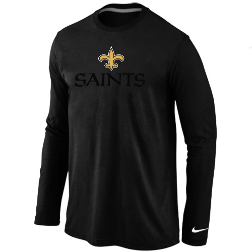 Nike New Orleans Sains Authentic Logo Long Sleeve T-Shirt Black,We sell and wholesale Nike New Orleans Sains Authentic Logo Long Sleeve T-Shirt Black on line form chian!