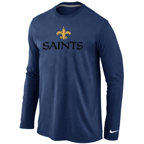 Nike New Orleans Sains Authentic Logo Long Sleeve T-Shirt D.Blue,We sell and wholesale Nike New Orleans Sains Authentic Logo Long Sleeve T-Shirt D.Blue on line form chian!