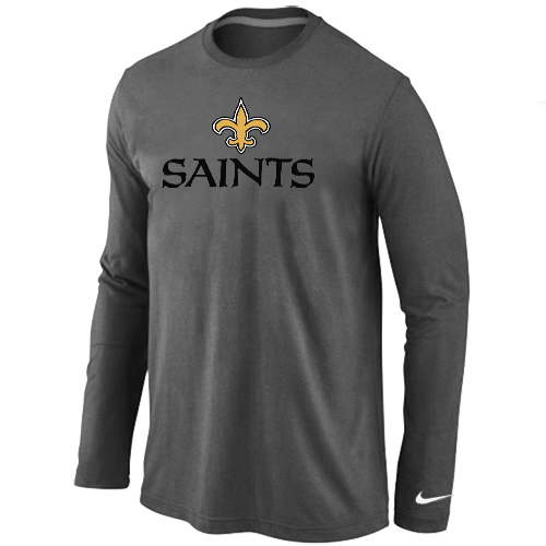 Nike New Orleans Sains Authentic Logo Long Sleeve T-Shirt D.Gray,We sell and wholesale Nike New Orleans Sains Authentic Logo Long Sleeve T-Shirt D.Gray on line form chian!
