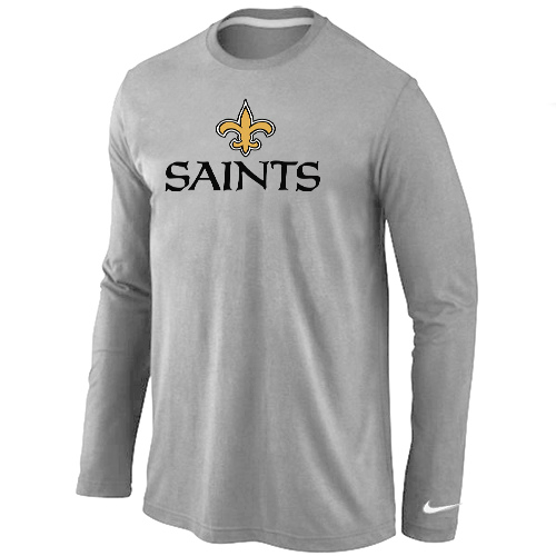 Nike New Orleans Sains Authentic Logo Long Sleeve T-Shirt Gray,We sell and wholesale Nike New Orleans Sains Authentic Logo Long Sleeve T-Shirt Gray on line form chian!