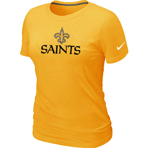 Nike New Orleans Saints Authentic Logo Women's T-Shirt Yellow,We sell and wholesale Nike New Orleans Saints Authentic Logo Women's T-Shirt Yellow on line form chian!