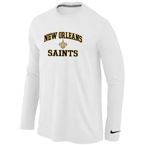 Nike New Orleans Saints Heart & Soul Long Sleeve T-Shirt White,We sell and wholesale Nike New Orleans Saints Heart & Soul Long Sleeve T-Shirt White on line form chian!