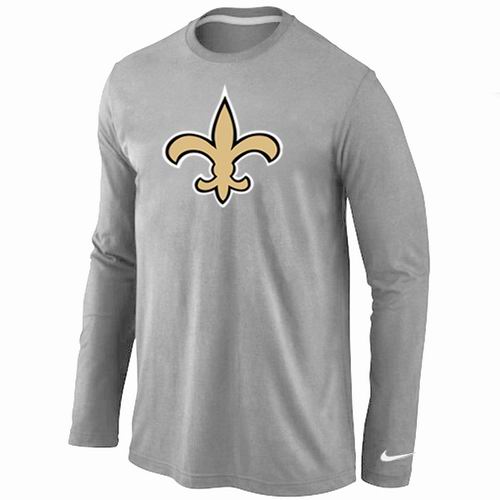Nike New Orleans Saints Logo Long Sleeve T-Shirt Gray,We sell and wholesale Nike New Orleans Saints Logo Long Sleeve T-Shirt Gray on line form chian!