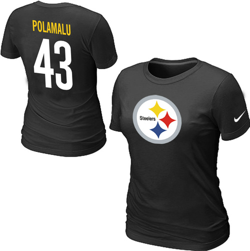 Nike Pittsburgh Steelers Troy Polamalu Name & Number Women's T-Shirt Black,We sell and wholesale Nike Pittsburgh Steelers Troy Polamalu Name & Number Women's T-Shirt Black on line form chian!