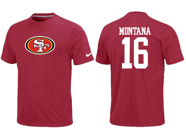 Nike San Francisco 49ers 16 Montana Name & Number T-Shirt Red,We sell and wholesale Nike San Francisco 49ers 16 Montana Name & Number T-Shirt Red on line form chian!